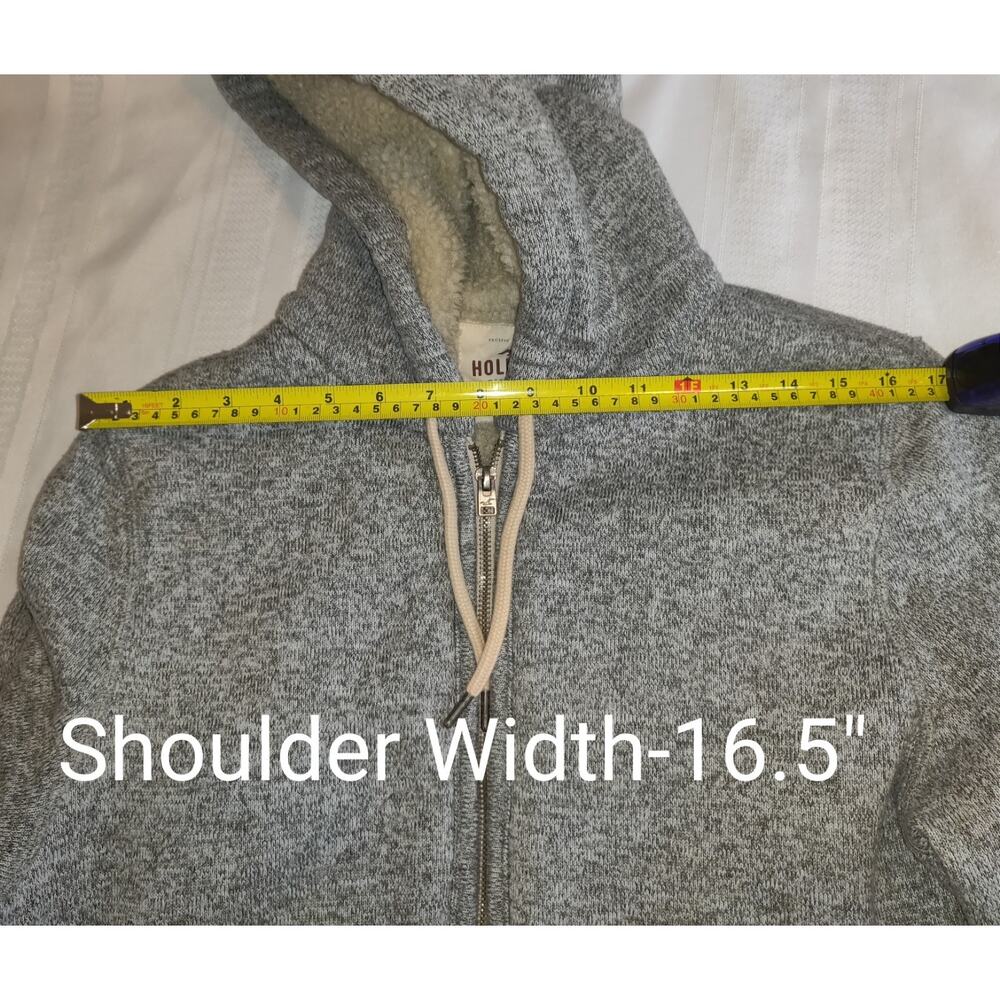 Hollister Sherpa Sweater Gray Hoodie Jacket ADULT L Skater Grunge Unisex - Picture 12 of 16